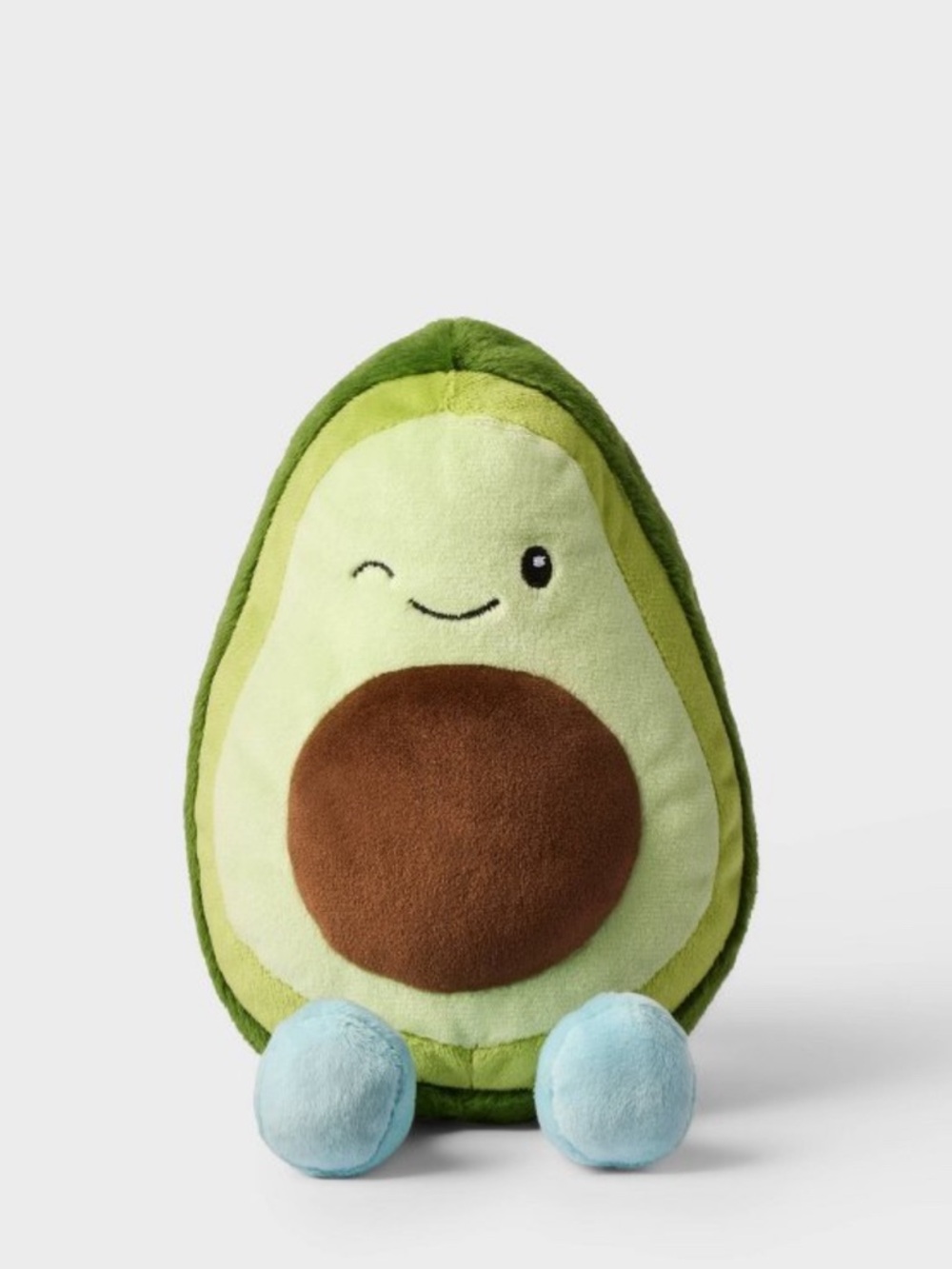 Winking Avocado Plush Toy - Green, Blue Feet size 6.5 inches.